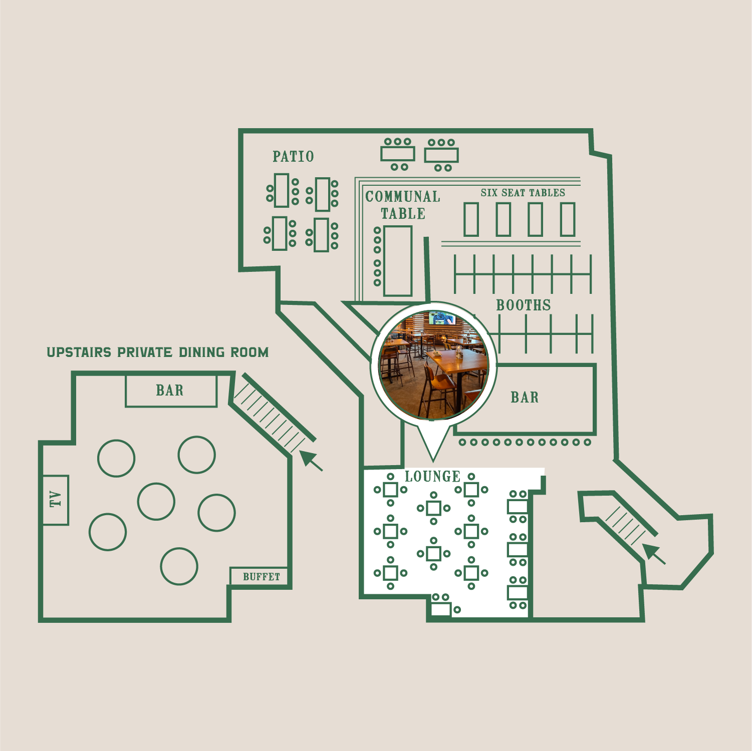 Lounge Layout - Camps Kitchen & Bar, Marietta, GA